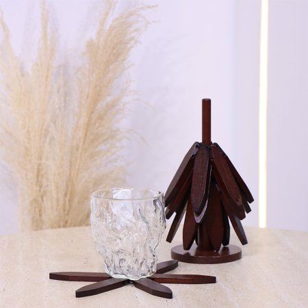 طقم/5 ستاند +4كوستر خشب شكل شجرة نخيل EL185/100 =س26