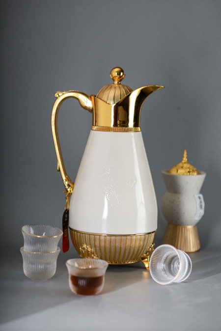 تيرموس قهوة 1 لتر سندريلا بيج مزخرف برجل غطا كبس CH8173 +ت5