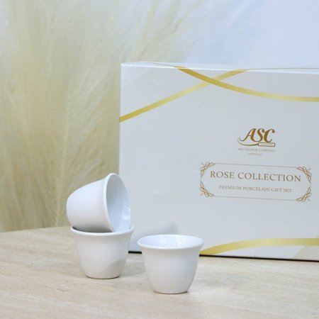 طقم فناجين قهوة سادة بورسلان /12ابيض 7089/A مبزر ++ع3