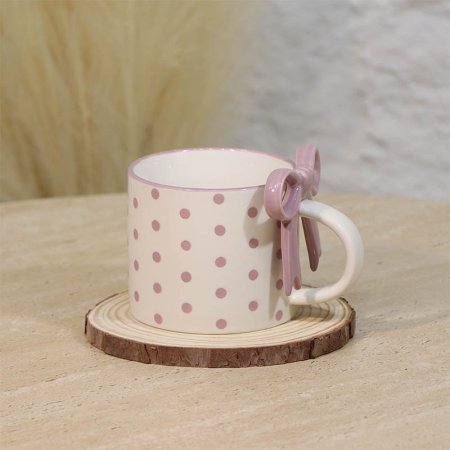 ماغ بورسلان ابيض منقط بنفسجي يد ببيونة ع.كرتون A221/4 =ع4