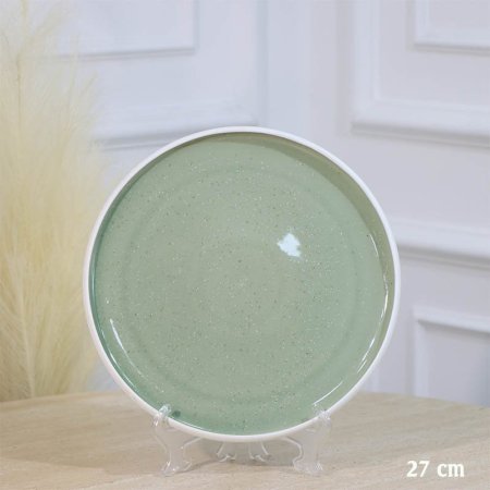 صحن سفرة بورسلان صفح 27 سم ابيض محجر وجه بستاشيو A35/13 =ع1