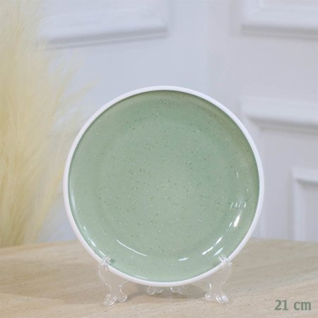 صحن سفرة بورسلان صفح 21سم ابيض محجر وجه بستاشيو A35/14 =ع1