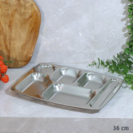 صينية طعام 6عين ستانلس ستيل 36سم مستطيل A38/31 =ع2
