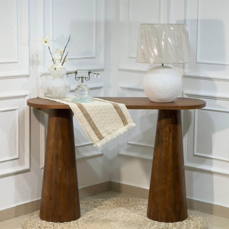 طاولة خشب هندي بيضاوي ثقيل 120*40*80سم ارجل خشب HO202472 %ه12