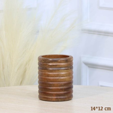 حمالة سكاكين خشب هندي مدور 12*15سم خصر حلقات HO20004 %ه12