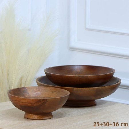 طقم /3 جاط فواكة مدور 25+30+36سم برجل خشب هندي HO20011-3 %ه12