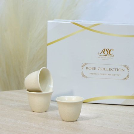 طقم فناجين قهوة سادة بورسلان /12بيج 7089/B مبزر ++ع3