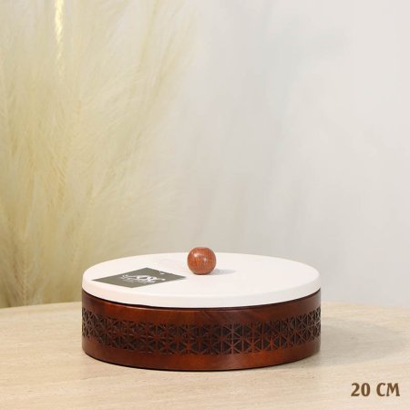 مضيفه 20سم خشب مدور محفر 3935 غطا تنك بيج %ه13