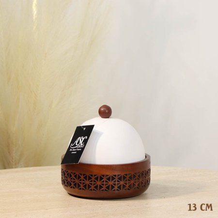 مضيفه 13سم خشب مدور محفر 3193غطا قبة تنك بيج %ه13