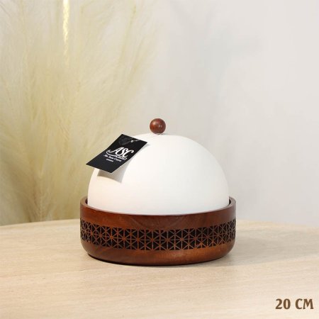 مضيفه 20سم خشب مدور محفر 3195 غطا قبة تنك بيج %ه13