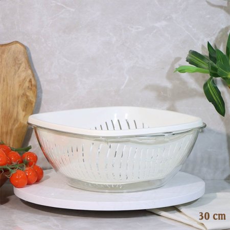 مصفاة ارز بلاستك 30سم +جاط اكرلك مربع A106/1 =ع3