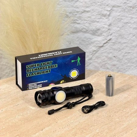 كشاف يد 6 اضاءات حديد اسود ثقيل A104/8 بطارية شحن  =WW