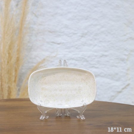 صحن مستطيل جور 18*11سم ميلامين رخام بيج اطار معرج A70/10 =ع1