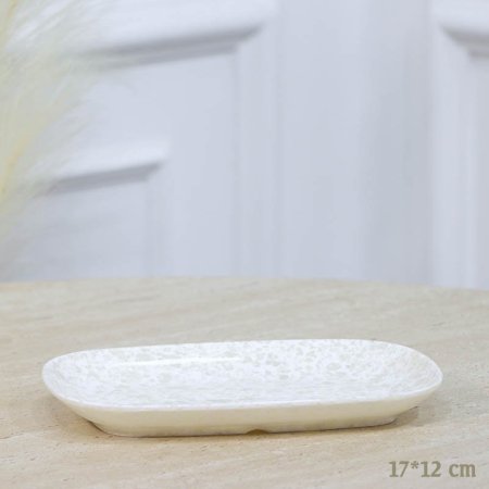 صحن مستطيل بحيف 17*12سم ميلامين رخام بيج A70/11 =ع1