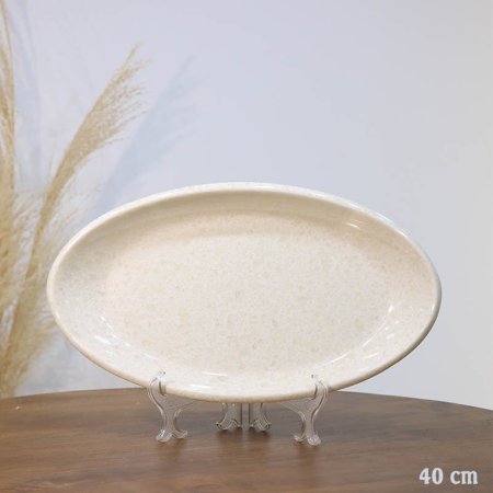 جاط بيضاوي 40سم ميلامين رخام بيج A70/20 =ع1