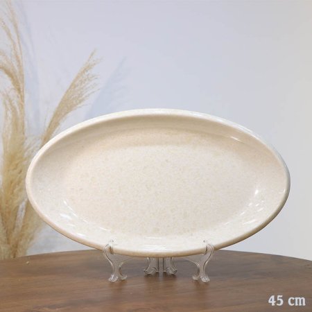 جاط بيضاوي 45سم ميلامين رخام بيج A70/21 =ع1