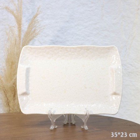 جاط مستطيل 35*23سم ميلامين رخام بيج اطار معرج A70/23 =ع1