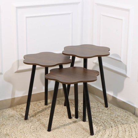 طقم سكملات /3 وجه خشب بني وجه وردة ارجل اسود A130/2 =ع1