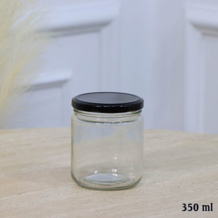 مطربان 350 مل زجاج سادة مدور غطا حديد اسود A46/2 =ع1