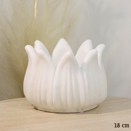 تحفة فازة بولاريزن ابيض 18سم شكل وردة اللوتس A26/2 =ع5