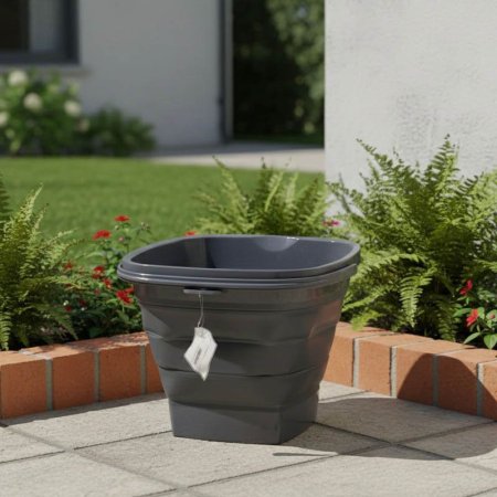 سطل دلو ماء سيليكون طوي 25سم يد وقاعدة بلاستك A153/2 =ع2