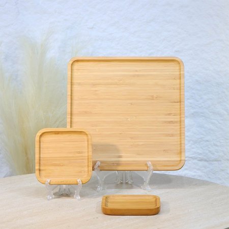 طقم /3 صينية خشب 28سم مستطيل + 2 صحن 13سم مربع خشب A153/5 =ع2