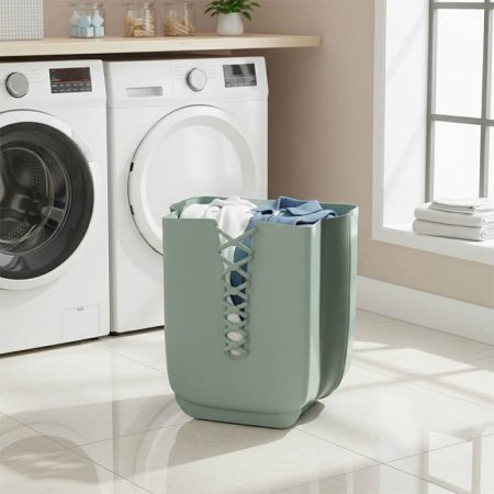 سلة غسيل مستطيل طوي اوجه بلاستك مع علاقات تلزيقA153/7 =ع2