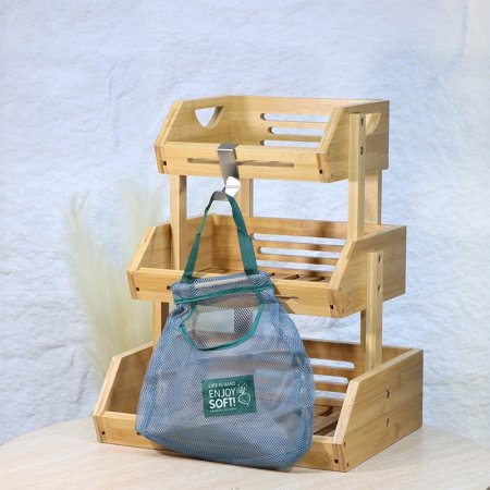 سلة خضار 3طبقة خشب بامبو A153/10 =ع2