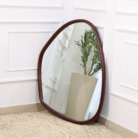 مراة بيضاوي 80سم اطار خشب بني بيضاوي مثلث A137/2 =ع1