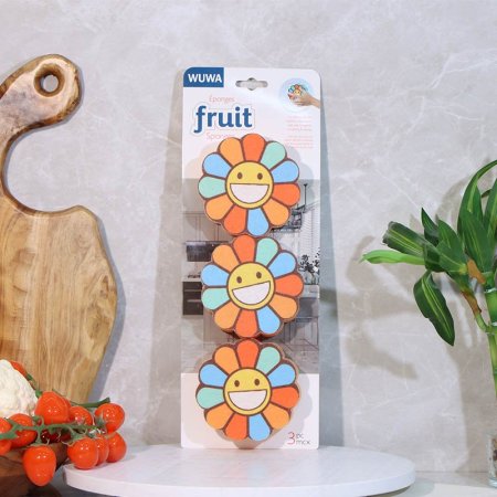 طقم/3 ليفة شكل وردة برتقالي ملون ع.كرتون A105/10 =ع3