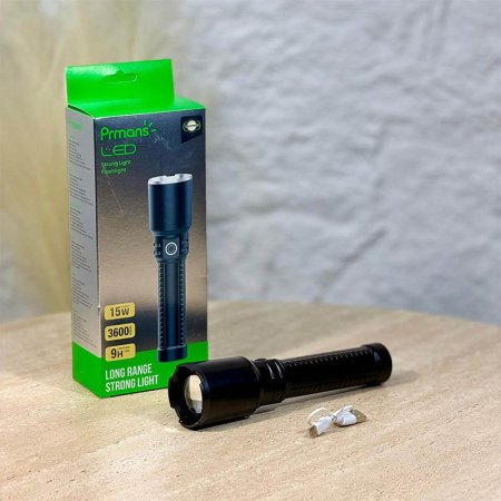 كشاف يد مدور حديد اسود A12/2  يد بلاستك تعليق 15واط =WW