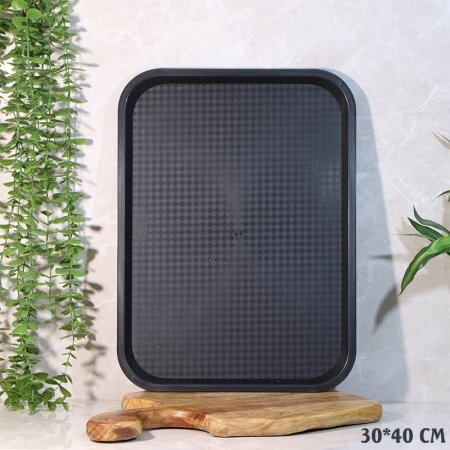 صينية بلاستك ثقيل مستطيل 40*30سم مرسم بقلاوة اسود A71/5 =ع4