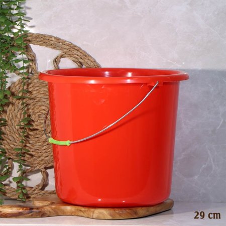 سطل دلو بلاستك احمر 29 سم مدور احمر يد حديد A213/24  EL167/11 =ع5