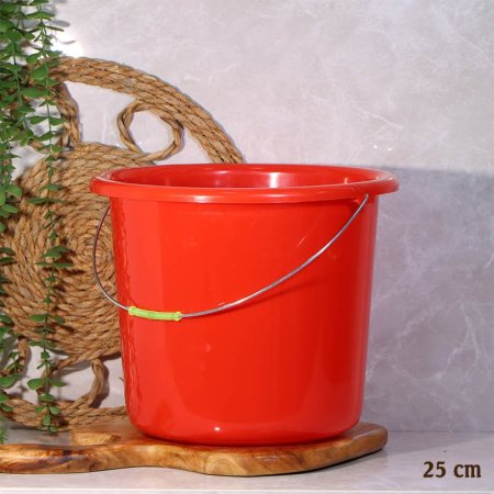 سطل دلو بلاستك احمر 25 سم مدور احمر يد حديد A213/23 EL167/10  =ع5