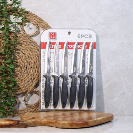 طقم سكينه /6 نصله عريض يد بلاستك عضم اسود A211/10 =ع5