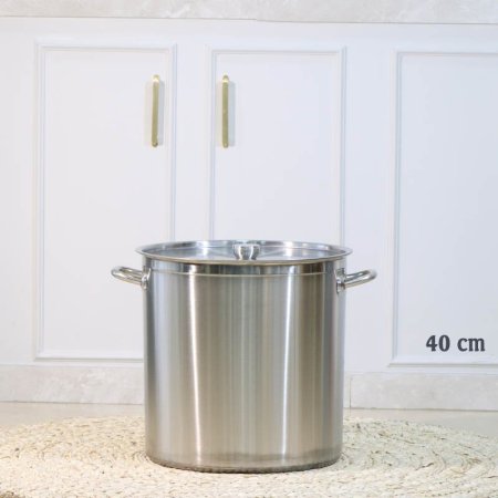 طنجرة مدور 40سم ستانلس ستيل لميع مع غطا A38/22 =ع2