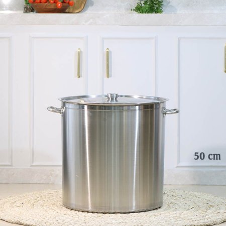 طنجرة مدور 50سم ستانلس ستيل لميع مع غطا A38/24 =ع2