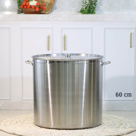 طنجرة مدور 60سم ستانلس ستيل لميع مع غطا A38/25 =ع2