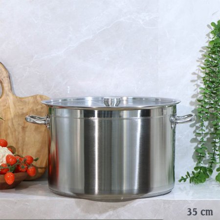 طنجرة مدور 24سم ستانلس ستيل لميع مع غطا A38/27 =ع2