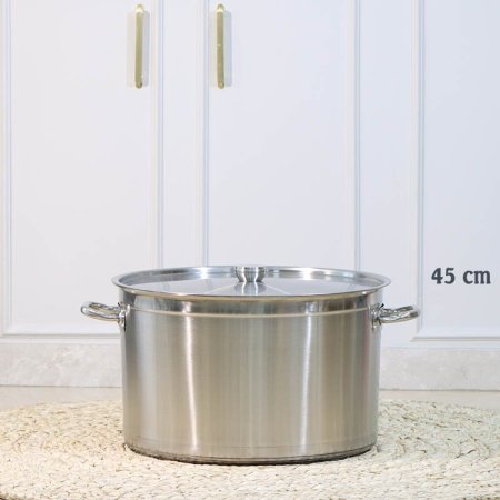 طنجرة مدور 45سم ستانلس ستيل لميع مع غطا A38/28 =ع2