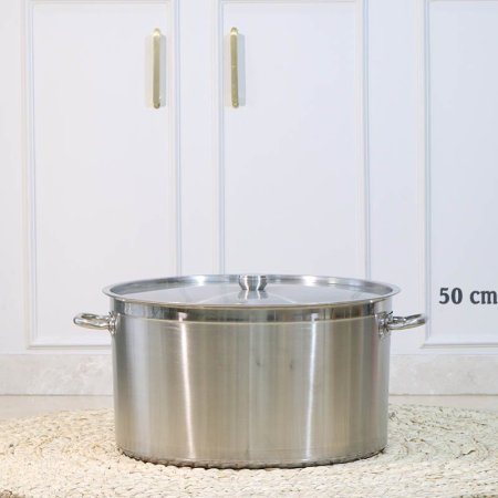 طنجرة مدور 50سم ستانلس ستيل لميع مع غطا A38/29 =ع2