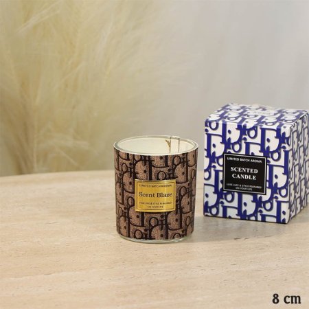 شمعة معطرة 8سم جلد بني DIOR اسطواني A67/6 =ع5