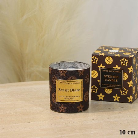 شمعة معطرة 10سم جلد اسود LV اسطواني A67/17 =ع5