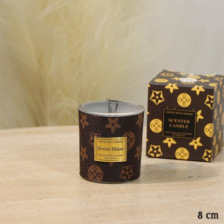 شمعة معطرة 8سم جلد اسود LV  اسطواني A67/18 =ع5
