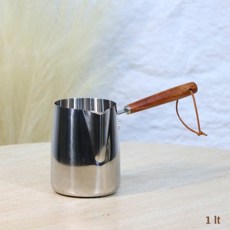 بكرج غلاية 1لتر ستانلس ستيل يد خشب A38/11 =ع2