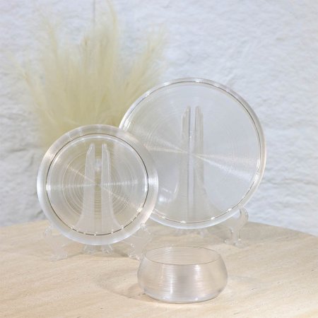 طقم صحون 18 قطعة زجاج سادة محزز حيف ذهبي A25/1 =ع1