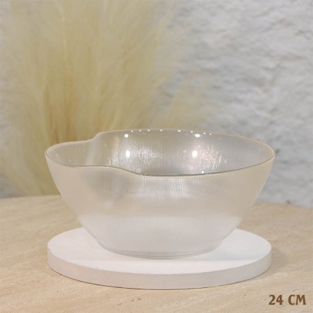 جاط فواكة مدور 24سم زجاج محزز حيف ذهبي معلوج ت.ك3  A25/3 =ع4