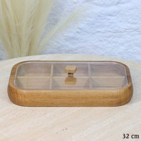 مضيفة خشب بامبو 6 عين 32*20سم مستطيل A120/1 =ع3