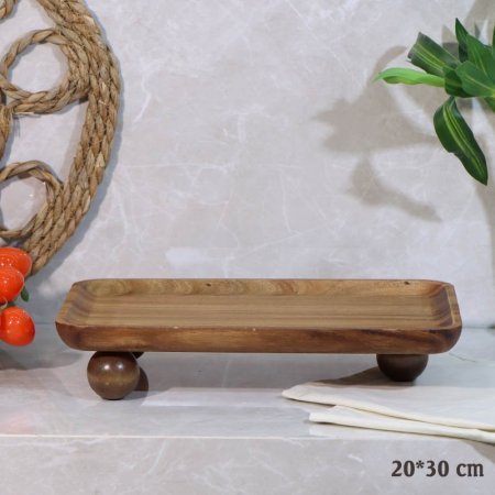 صينية خشب بامبو مستطيل 20*30سم بارجل طابة A120/6 =ع3