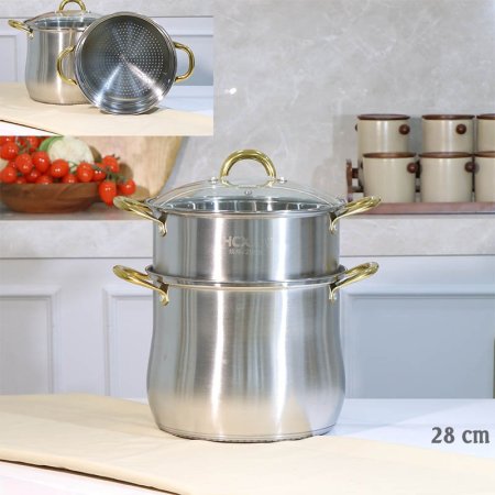 طقم /2 طنجرة مفتول 28سم+ مصفاة ستانلس ستيل A38/1 =ع2